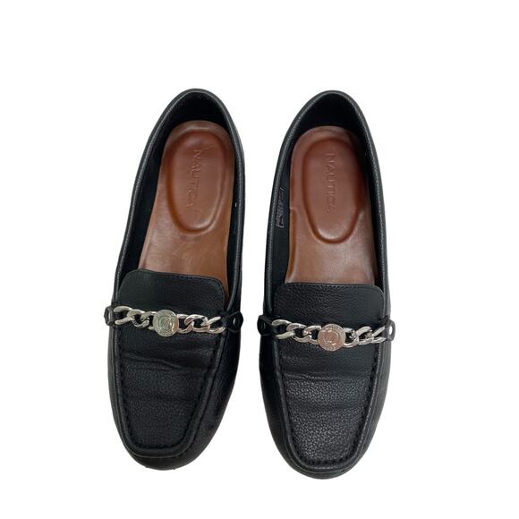 Nautica Raintree Logo Chain Loafer Shoes Slip On Flats Black Women's Sz US 7.5 - Picture 1 of 6